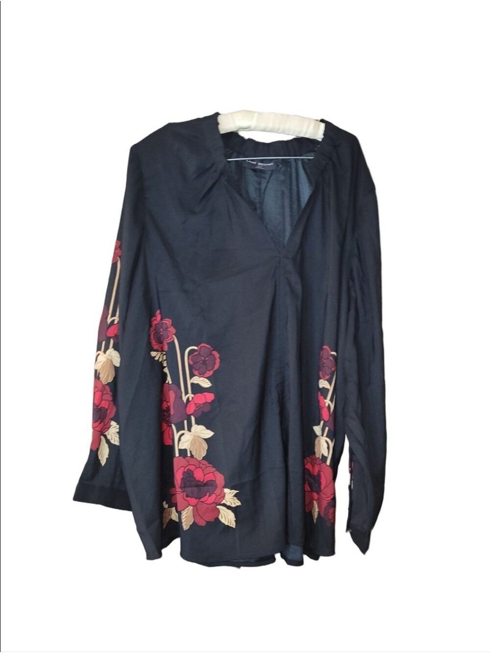Lane Bryant Gathered Ruffle V-neck Popover Shirt 22 24